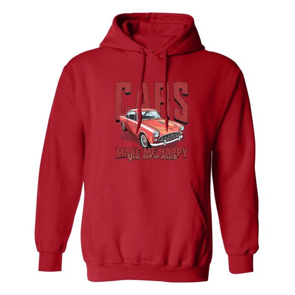 Men's Cars Make Me Happy, You not so much Pullover Hoodie Red - Picture 1 of 2